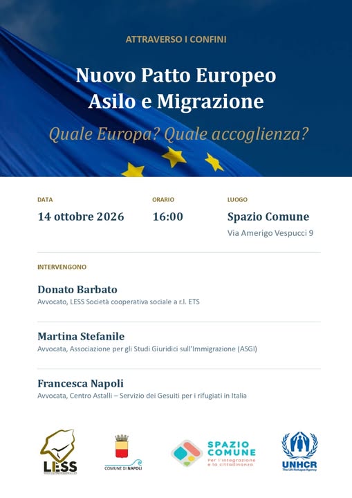 Nuovo Patto Europeo Asilo e Migrazione: incontro di approfondimento e confronto a Napoli